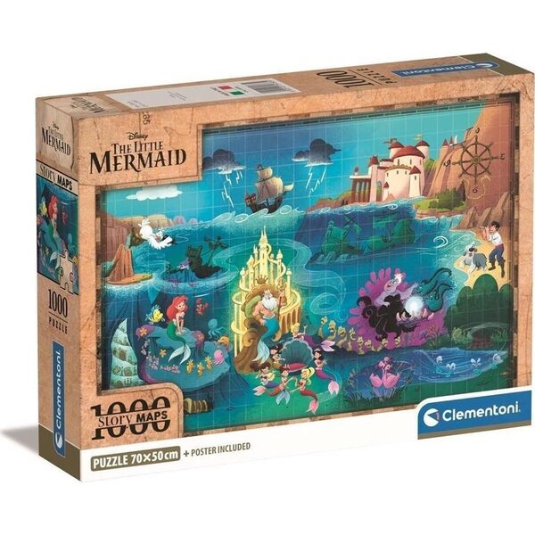 Clementoni CLE puzzle 1000 Compact DisneyMapsLittleMerm.39783 12736108 8005125397839