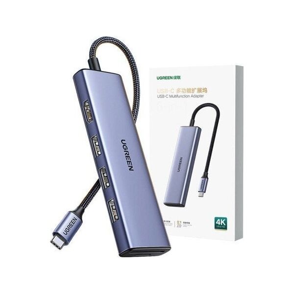 HUB USB Ugreen Adapter HUB UGREEN CM511 USB-C do HDMI, 3x USB-A 3.0, SD/TF 13112845 6941876212620