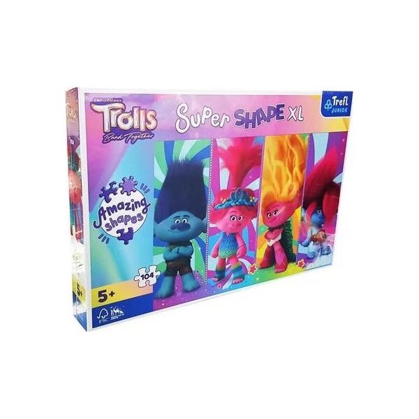 Trefl Puzzle 104 Super Shape XL Zabawy z Trollami TREFL 13146987 5900511500370