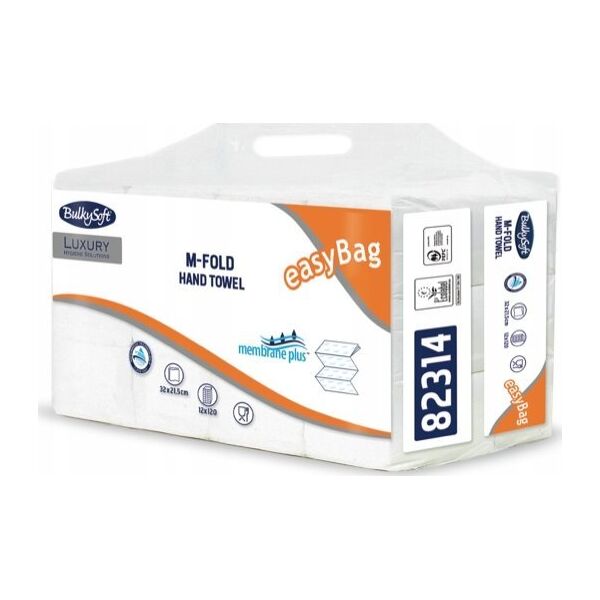 Bulkysoft Ręczniki składane BulkySoft Luxury M-Fold 3w celuloza białe (21x120) 13283651 8018426007420