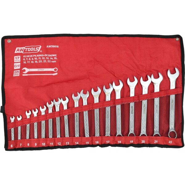 AWTools AW KLUCZ PŁASKO-OCZKOWY KPL.17szt./6mm-22mm 13298186 5903678614294