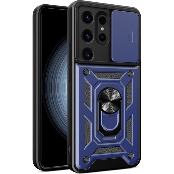 Hurtel Etui z osłoną na aparat do Samsung Galaxy S24 Ultra Hybrid Armor Camshield niebieskie HURTEL 13320079 9145576285114