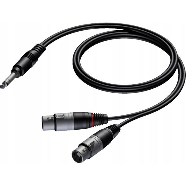 Kabel Procab PROCAB CAB734/1.5 Wtyk stereo 6,3 mm – 2 złącza żeńskie XLR, 1,5 m 13332299 5414795001732
