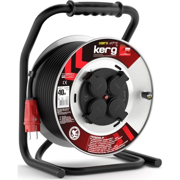 Kerg Przedł.BĘBNOWY KERG 3G2.5 40M CZARNY H05RRF PL guma EPR stałe gniazda 13336150 5901791081580