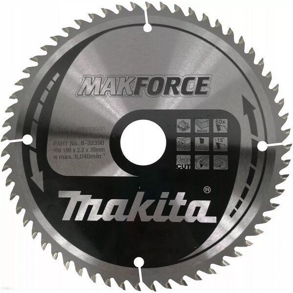 Makita PIŁA SPIEKOWA DO DREWNA MAKFORCE 190*30MM 60Z (1 SZT) 13361405 1110003673732