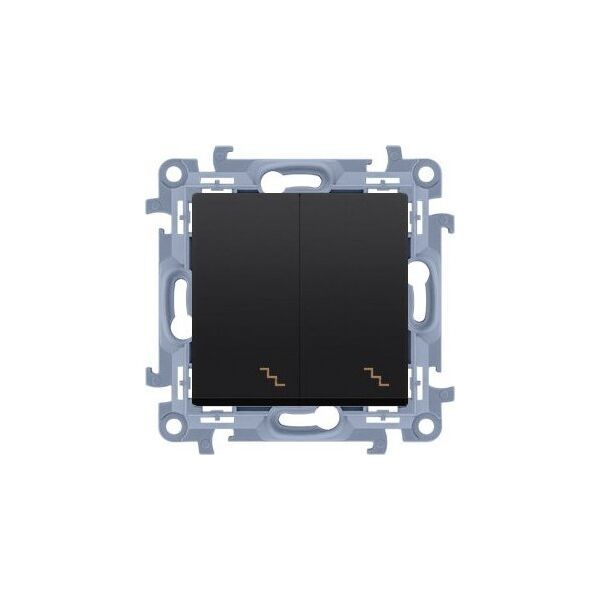 Kontakt-Simon Łącznik schodowy podwójny z podświetleniem LED (moduł) 10AX, 250V~, zaciski śrubowe, czarny mat, SIMON10 13427243 5902787875633