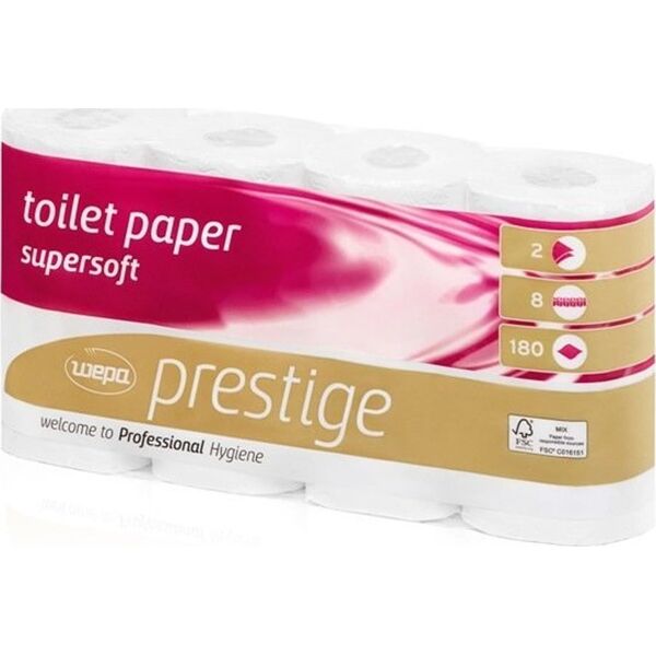 Wepa Wepa Satino Prestige - Papier toaletowy w rolce, 2 warstwy - 8 rolek 13458142 4000735323197