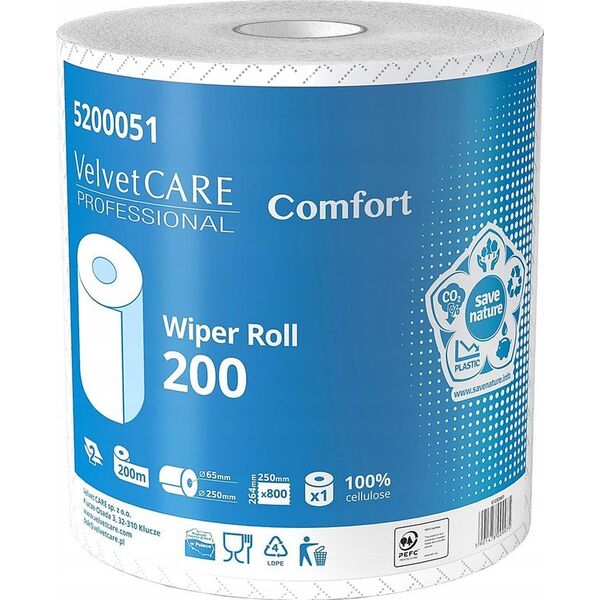 Velvet Czyściwo w rolce Velvet Care Comfort 200m 2w celuloza białe 13469170 5901478009975