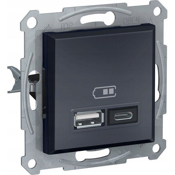 SCHNEIDERE Gniazdo ładowania USB Schneider Asfora EPH2700371 podtynkowe A+C 2,4A bez ramki antracyt 13477169 3606489516758