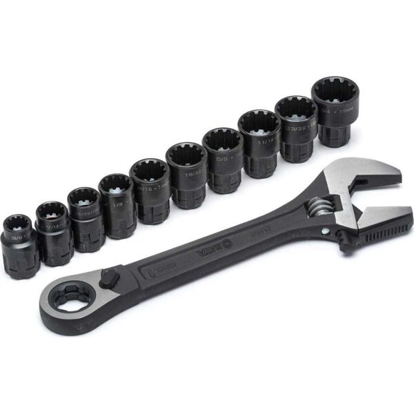 SATA SATA KLUCZ NASTAWNY 8" Z GRZECHOTKĄ + 10NASADEK METR./CAL 13527329 7891645138998