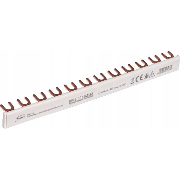 Simet SZYNA PRĄDOWA ŁĄCZENIOWA - WIDEŁKOWA 1-FAZ 63A 12 MOD. PRZEKRÓJ 10MM2 SW1F 10 12M63A 81991006 13579438 5907813234620