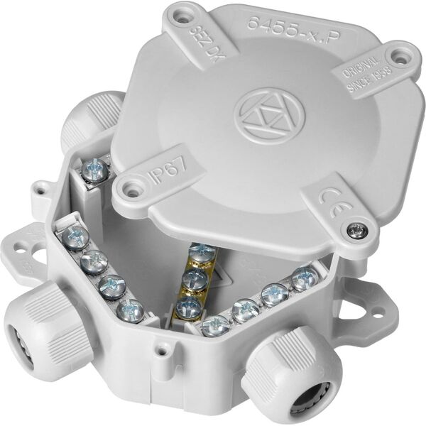 Orno Puszka Hermetyczna Orno 6455-11 5.P/2 4 dławice 122x122m IP65 szara 13620123 8584128128263