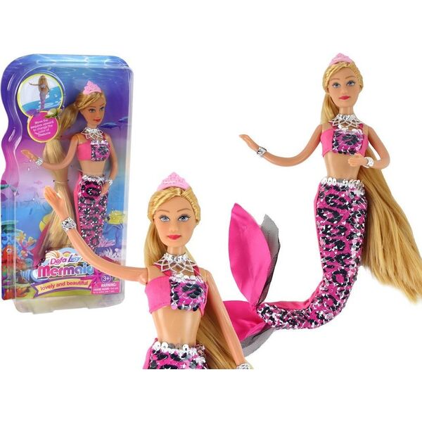 LeanToys Lalka Syrenka Różowa Długie Blond Włosy Ogon Syreni Cekiny 13674713 5905515352505