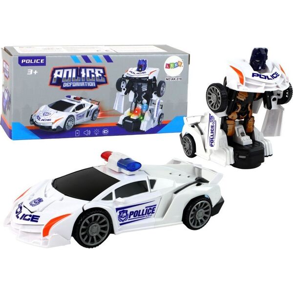 LeanToys Samochód-Robot Policja Biały 2w1 Transformacja 13675207 5905679077948