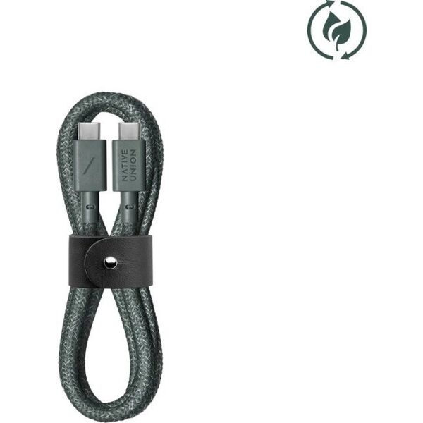 Kabel USB Native Union USB-C - USB-C 1.2 m Zielony (BELT-C-GRN-2-NP) 13811833 4895200477082