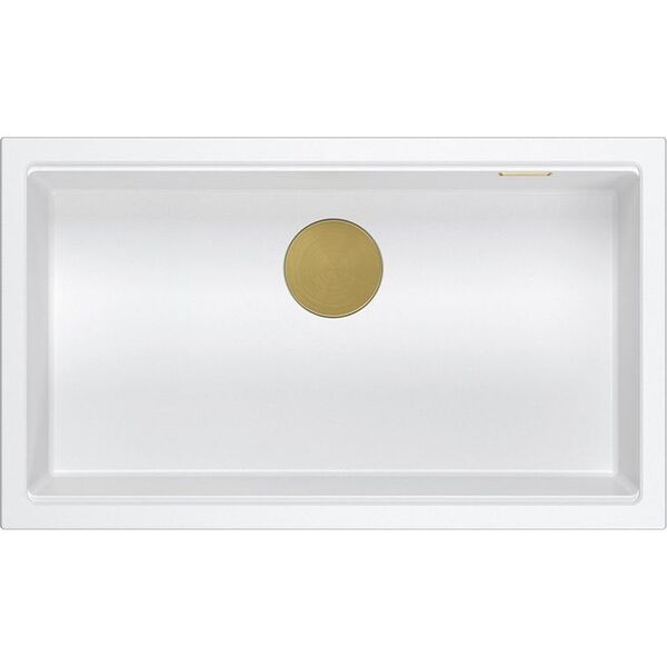 Zlewozmywak GraniteQ LOGAN 110 GraniteQ zlewozmywak snow white 76x44x23,5 cm 1-komorowy wpuszczany z syfonem manualnym złoty 13874875 5905505500046
