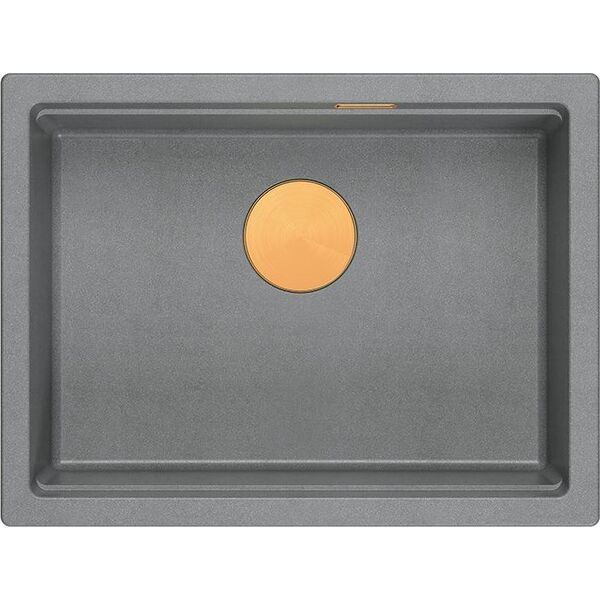 Zlewozmywak GraniteQ LOGAN 100 GraniteQ zlewozmywak silver stone 59,5x45,1x21,5 cm 1-komorowy podwieszany z syfonem manualnym miedziany 13876918 5905505500688