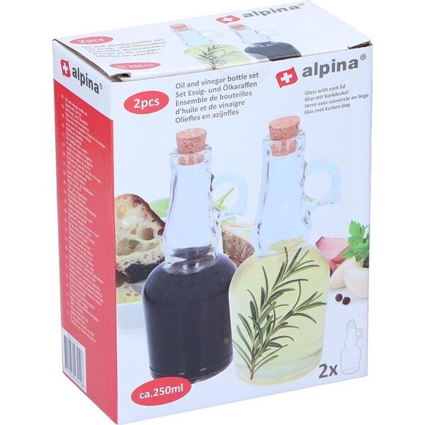Orion Alpina - Butelka szklana z korkiem na oliwę/ocet 250 ml 2 szt. 13933696 8711252474106
