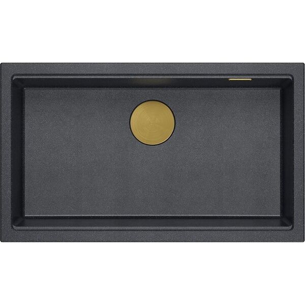 Zlewozmywak GraniteQ LOGAN 110 GraniteQ zlewozmywak black diamond 76x44x23,5 cm 1-komorowy wpuszczany z syfonem manualnym złoty 13949671 5905505500220
