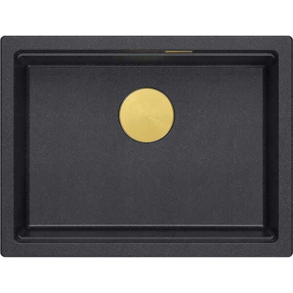 Zlewozmywak GraniteQ LOGAN 100 GraniteQ zlewozmywak black diamond 59,5x45,1x21,5 cm 1-komorowy wpuszczany z syfonem manualnym złoty 13950191 5905505500817