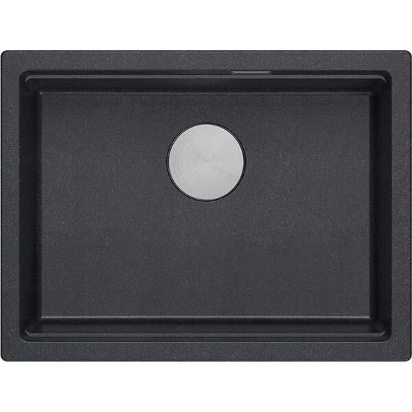 Zlewozmywak GraniteQ LOGAN 100 GraniteQ zlewozmywak black diamond 59,5x45,1x21,5 cm 1-komorowy podwieszany z syfonem manualnym stal szlachetna 13950194 5905505500787