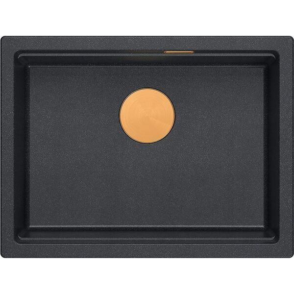 Zlewozmywak GraniteQ LOGAN 100 GraniteQ zlewozmywak black diamond 59,5x45,1x21,5 cm 1-komorowy wpuszczany z syfonem manualnym miedziany 13950719 5905505500794