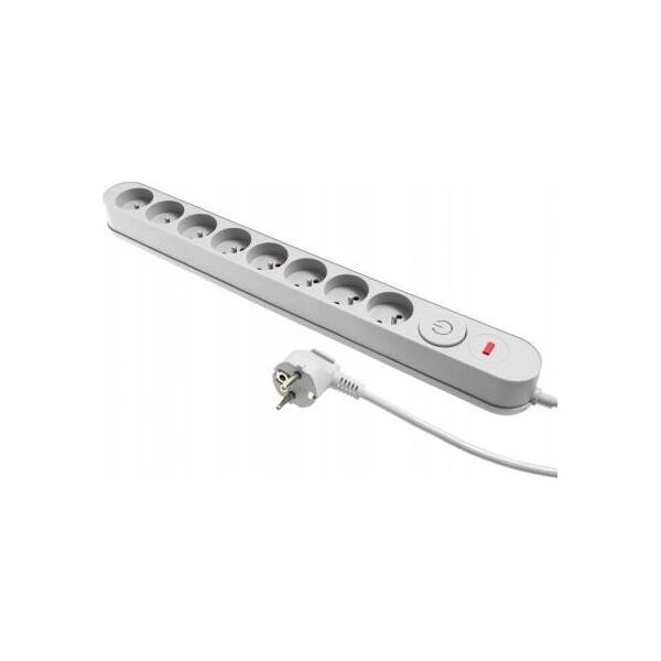 Listwa zasilająca Plastrol Plastrol Filtr W-00024 listwa zasilająca z układem przeciwprzepięciowym osiem gniazd, włącznik szara 13955288 5902273423935