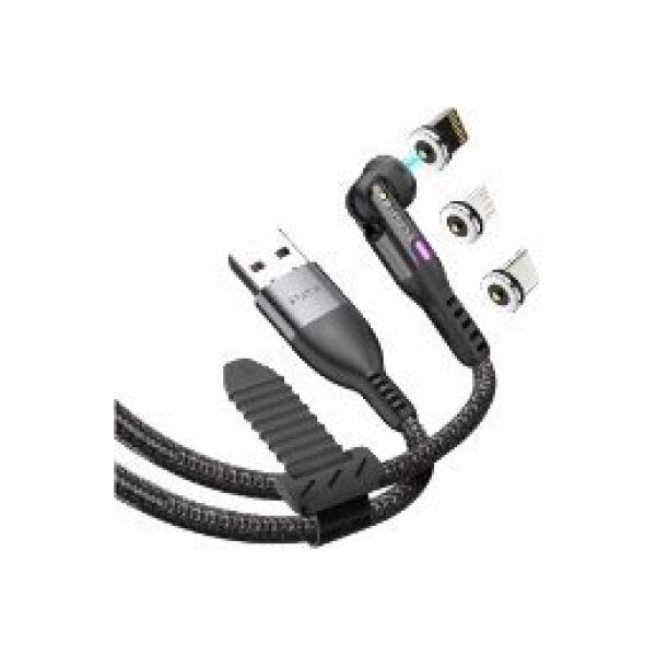 Kabel USB STATIK Statik 360 - kabel USB-A z trzema wymiennymi wtyczkami magnetycznymi, 2m (USB-C, micro USB, lightning) (black) 14011268 810024056545