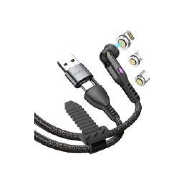 Kabel USB STATIK Statik 360 Pro - kabel USB-C z adapterem USB-A oraz trzema wymiennymi wtyczkami magnetycznymi, 3m (USB-C, micro USB, lightning) (black) 14011273 810024055166