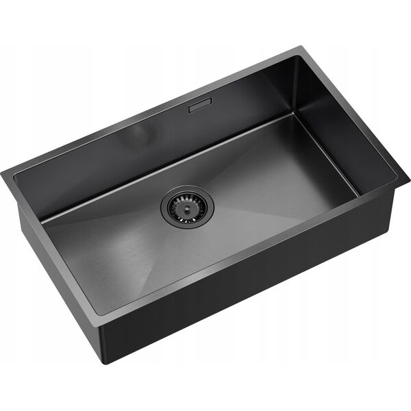 Zlewozmywak GraniteQ Quadron | ANTHONY 80 | stalowy zlewozmywak kuchenny GRAPHITE METAL PVD | wymiary: 74 x 44 x 20,5 cm | 1-komorowy podwieszany/wpuszczany | podbudowa sz 14045353 5905505505867