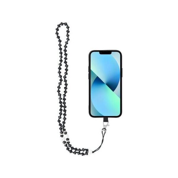 OEM Zawieszka CRYSTAL DIAMOND do telefonu / długość sznura 74cm (37cm w pętli) / na szyję - czarny 14059930 5903396157509