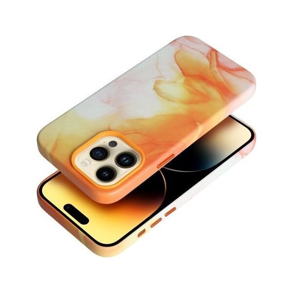 OEM Futerał LEATHER MAG COVER kompatybilny z MagSafe do IPHONE 14 Pro Max orange splash 14064978 5903396193279