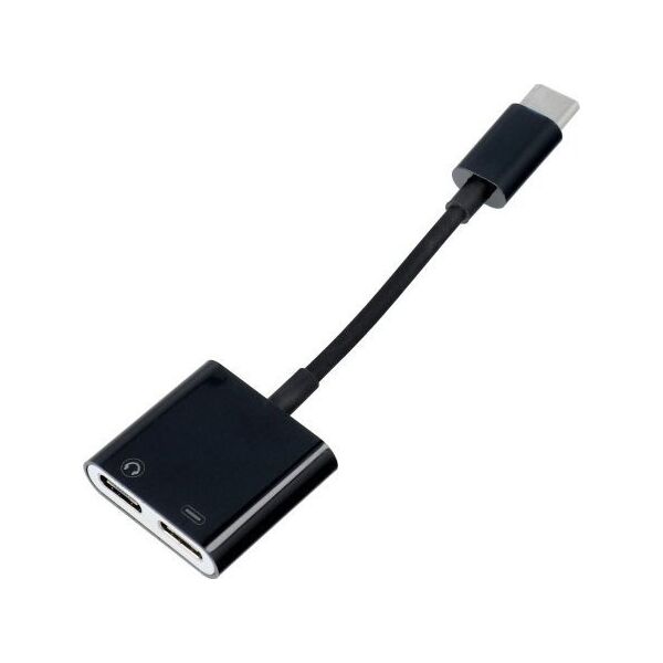 Adapter USB OEM Adapter AUX 2w1 Typ C (męski) do Typ C (żeński) / Typ C (żeński) BULK czarny [DAC] 14071928 5903396106576
