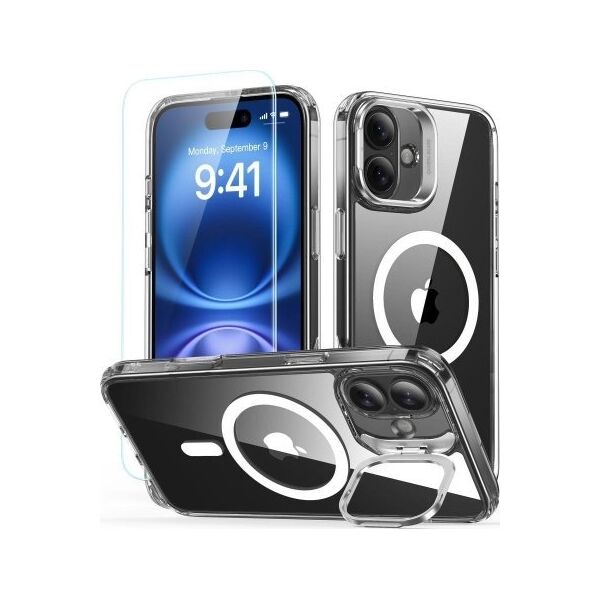 ESR Zestaw etui ESR Classic Hybrid Kickstand Halolock MagSafe + Szkło hartowane na iPhone 16 - przezroczyste 14202282 4894240243602