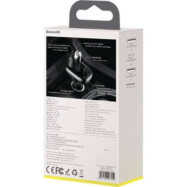 Transmiter FM Baseus Transmiter samochodowy Baseus bluetooth MP3 S-13 (czarny)