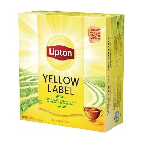Lipton Herbata LIPTON Yellow Label, 100 torebek, z zawieszką 14280475 8712100679339