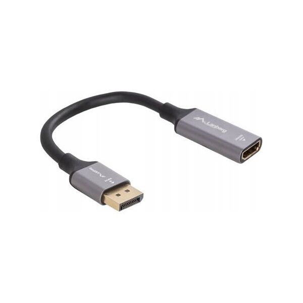 Lanberg Kabel adapter Lanberg Displayport (M) -> HDMI (F) 4K na kablu 20cm srebrny