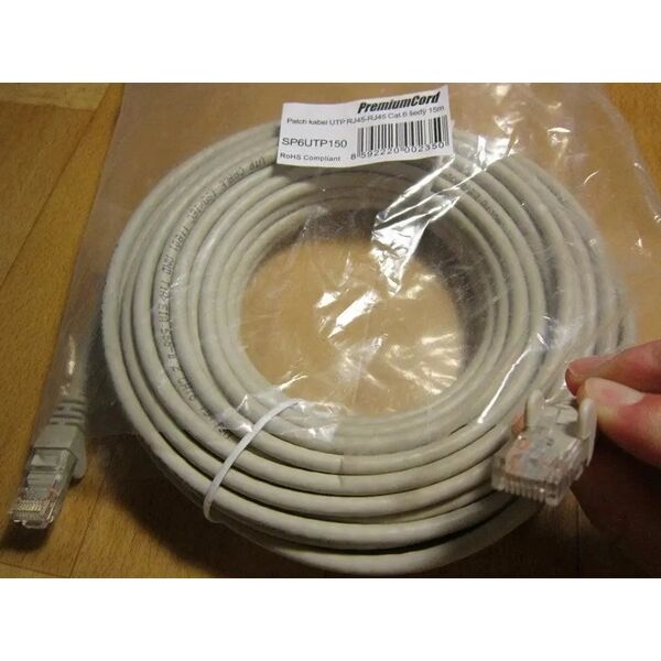 PremiumCord PremiumCord Patch kabel UTP RJ45-RJ45 CAT6 15m šedá