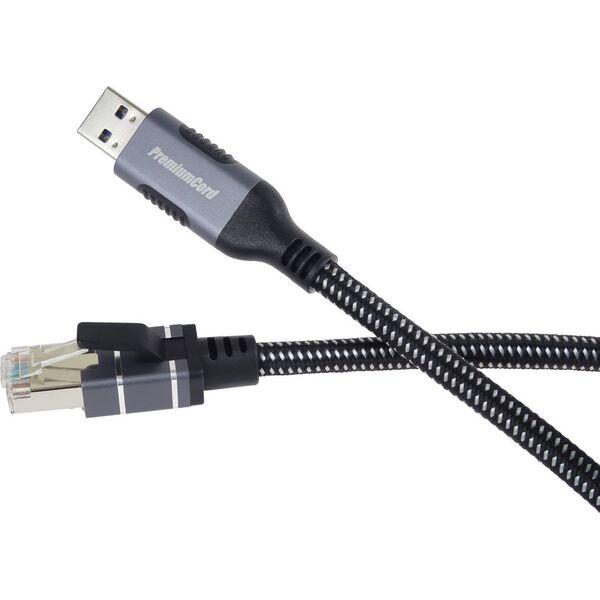 Kabel USB PremiumCord PremiumCord Ethernetový kabel USB3.2 na LAN RJ45 10/100/1000, 2m