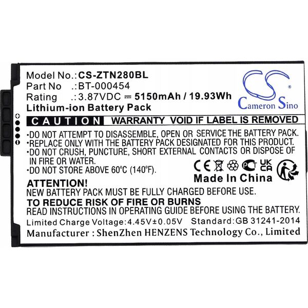 Akumulator Cameron Sino Akumulator Bateria BT-000454 BT-000454-72 do drukarki ZEBRA TC15 TN28 U30 / CS-ZTN280BL