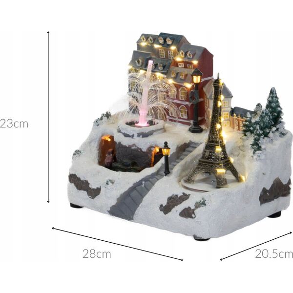 Dekoracja świąteczna Fééric Lights and Christmas Ruchoma scenka zimowa z wieżą Eiffla
