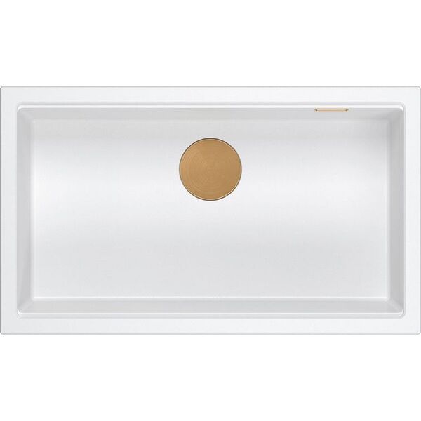Zlewozmywak GraniteQ LOGAN 110 GraniteQ zlewozmywak snow white 76x44x23,5 cm 1-komorowy podwieszany z syfonem manualnym miedziany 13876222 5905505500039