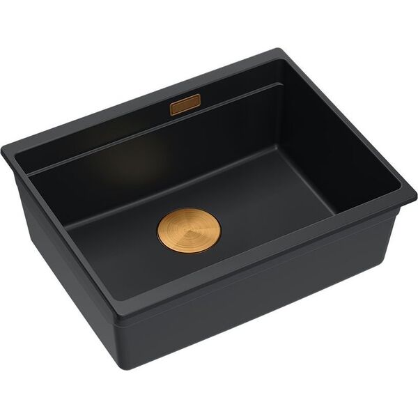 Zlewozmywak GraniteQ LOGAN 100 GraniteQ zlewozmywak pure carbon 59,5x45,1x21,5 cm 1-komorowy podwieszany z syfonem manualnym miedziany 13876925 5905505500749