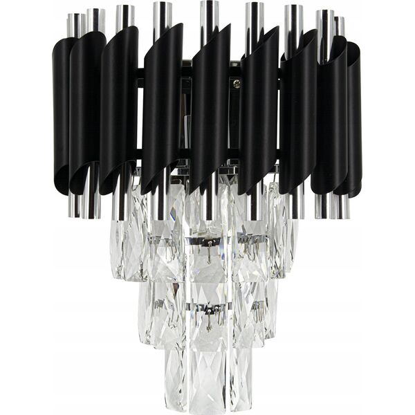 Kinkiet Mdeco Elem Toledo 6260/1 8C BL kinkiet lampa ścienna 1x60W E27 chrom/czarny 14120998 5907737335021