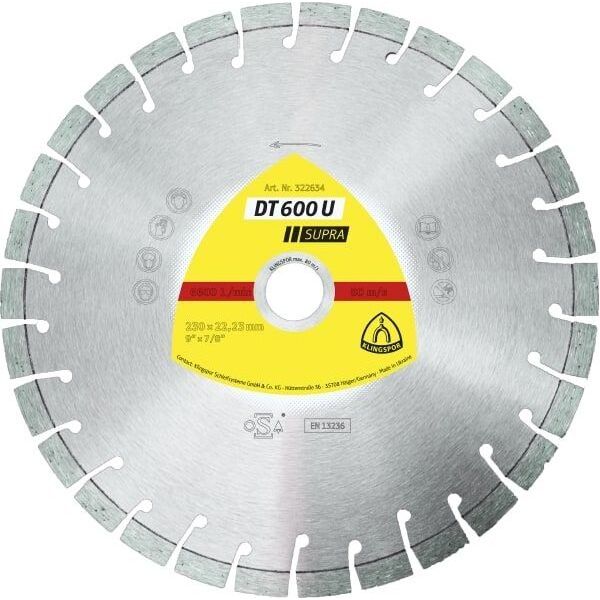 Klingspor tarcza diamentowa segmentowa 350mm x 3,0mm x 25,4mm DT600U, Beton Zbrojony (325195) 6665148 4014855217861