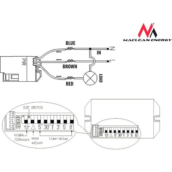 Maclean Czujnik ruchu pir z zew sensorem 800W 360° (MCE32) 718876 5903292802893