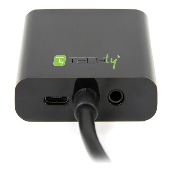 Adapter AV Techly HDMI - D-Sub (VGA) + Jack 3.5mm czarny (306301) 737922 8057685306301