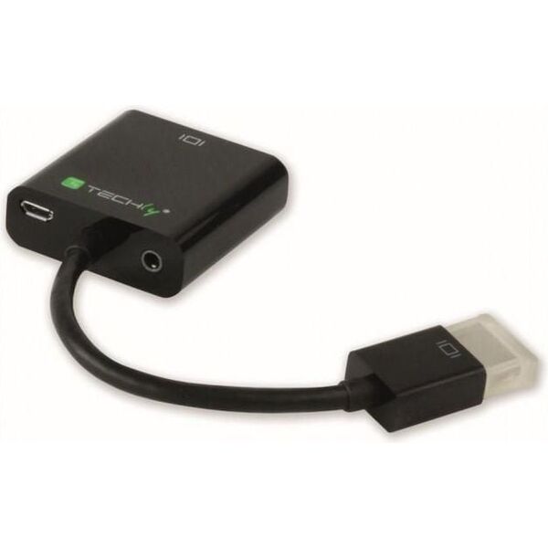 Adapter AV Techly HDMI - D-Sub (VGA) + Jack 3.5mm czarny (306301) 737922 8057685306301