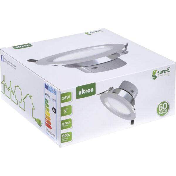 Ultron Żarówka LED, Sufitowe, 16W, 900lm, 4000K, biała ciepła (138094) 791610 4040895380944