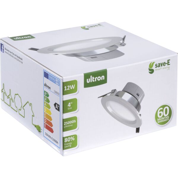 Ultron Żarówka LED Sufitowe, 12W, 650lm, 4000K, biała ciepła (138092) 791611 4040895380920